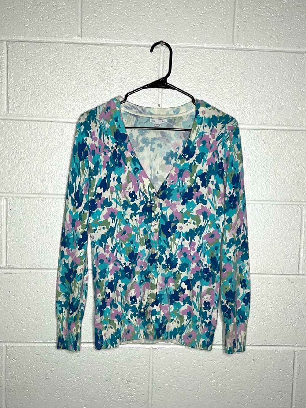 < GAP Floral Pattern Button Up Cotton Cardigan Size Medium >